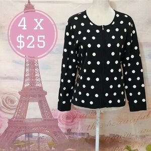Appleseed's petite polka dot 100% Cotton zipped cardigan sz PL